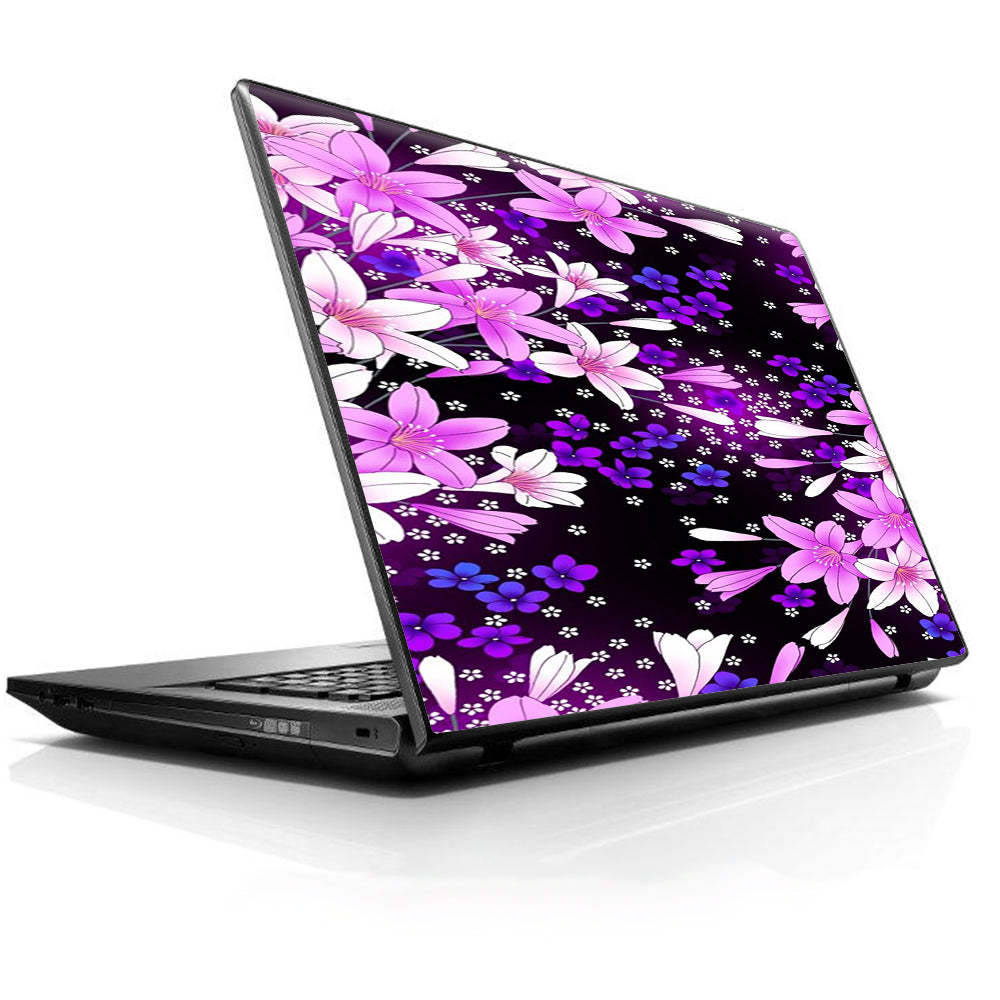  Purple Pink Flowers Lillie Universal 13 to 16 inch wide laptop Skin