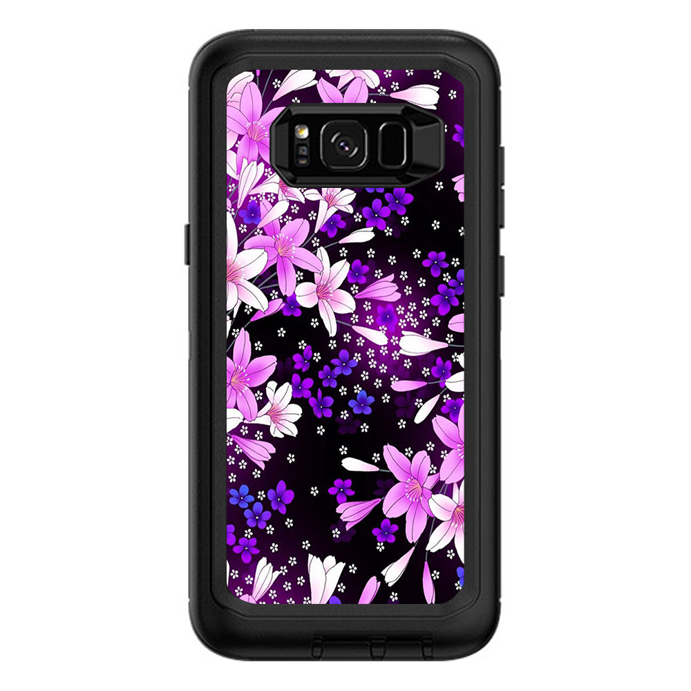  Purple Pink Flowers Lillie  Otterbox Defender Samsung Galaxy S8 Plus Skin