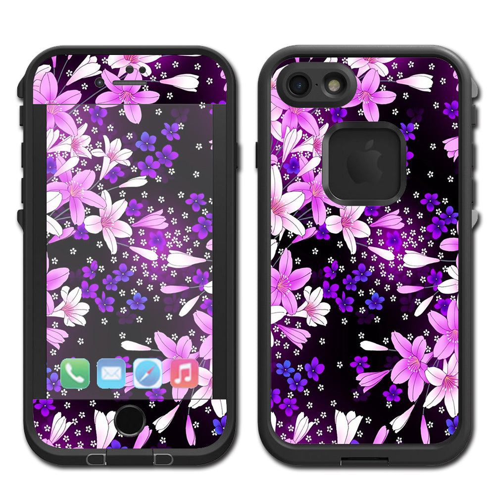  Purple Pink Flowers Lillie Lifeproof Fre iPhone 7 or iPhone 8 Skin