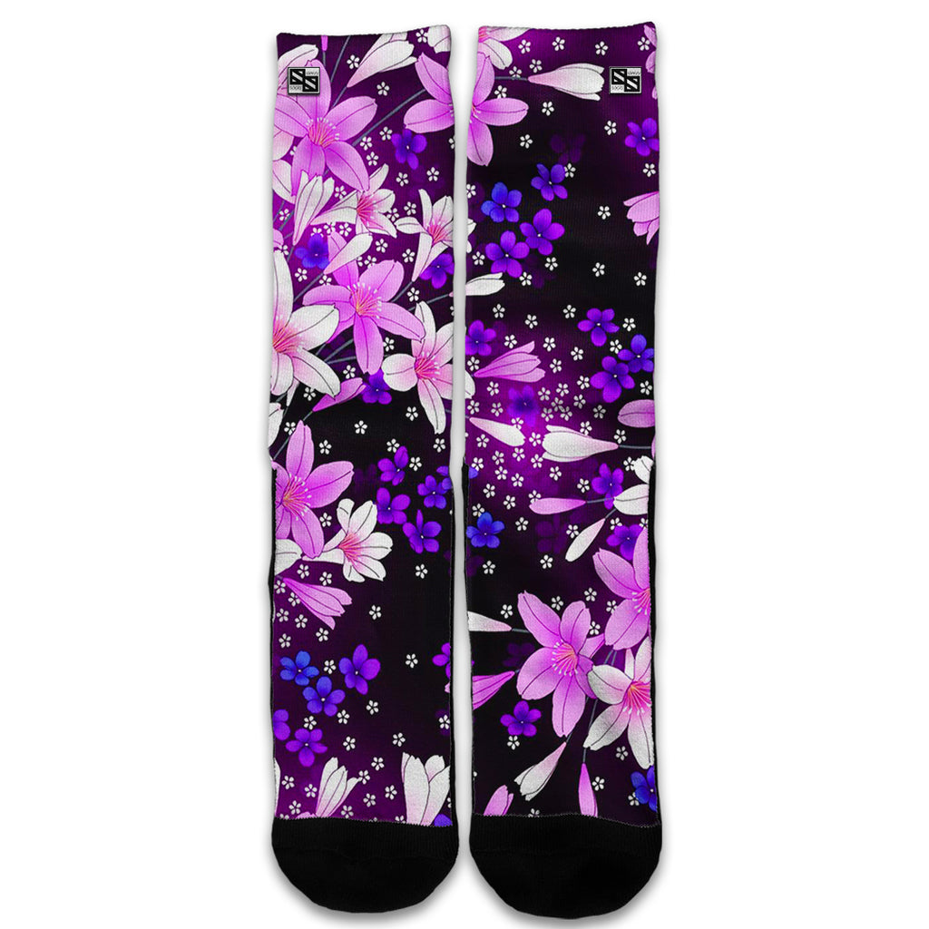  Purple Pink Flowers Lillie Universal Socks