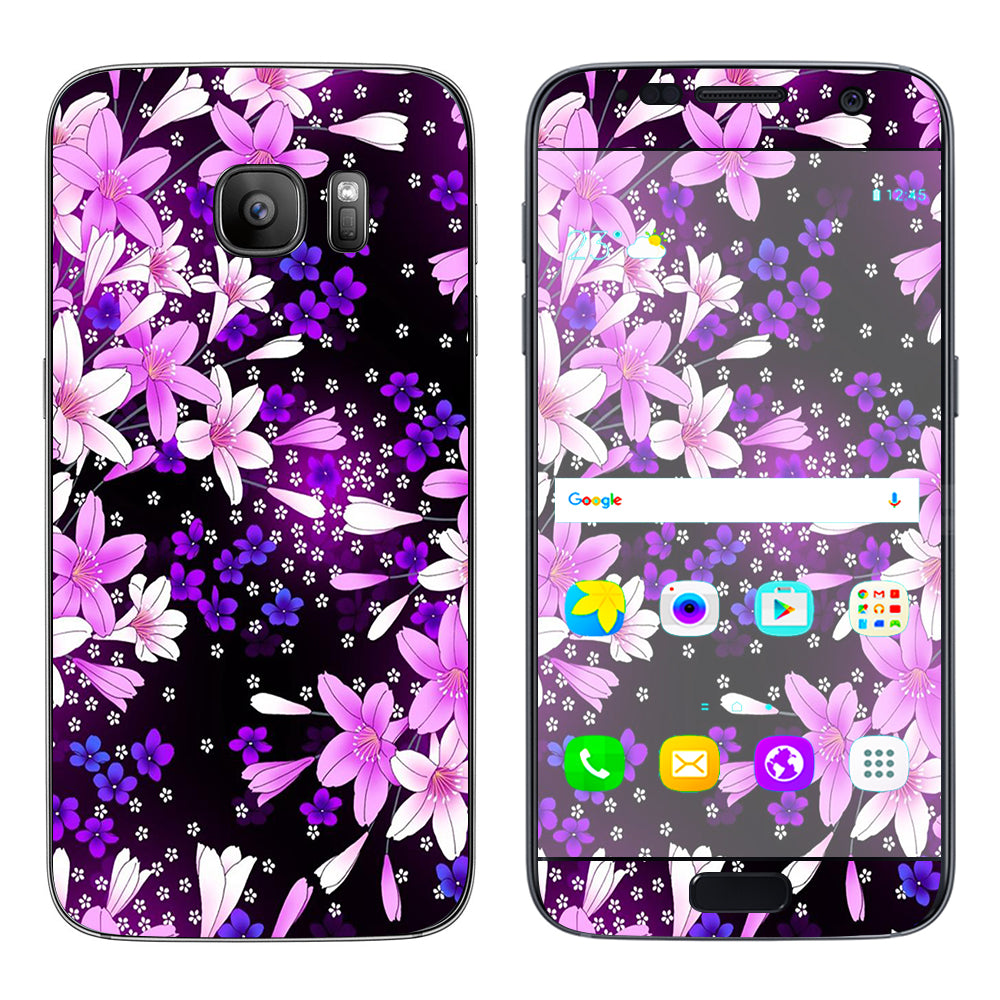 Purple Pink Flowers Lillie  Samsung Galaxy S7 Skin