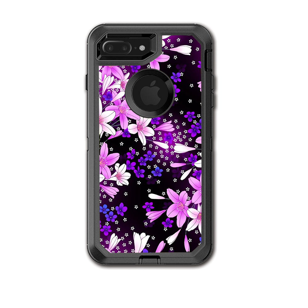  Purple Pink Flowers Lillie Otterbox Defender iPhone 7+ Plus or iPhone 8+ Plus Skin