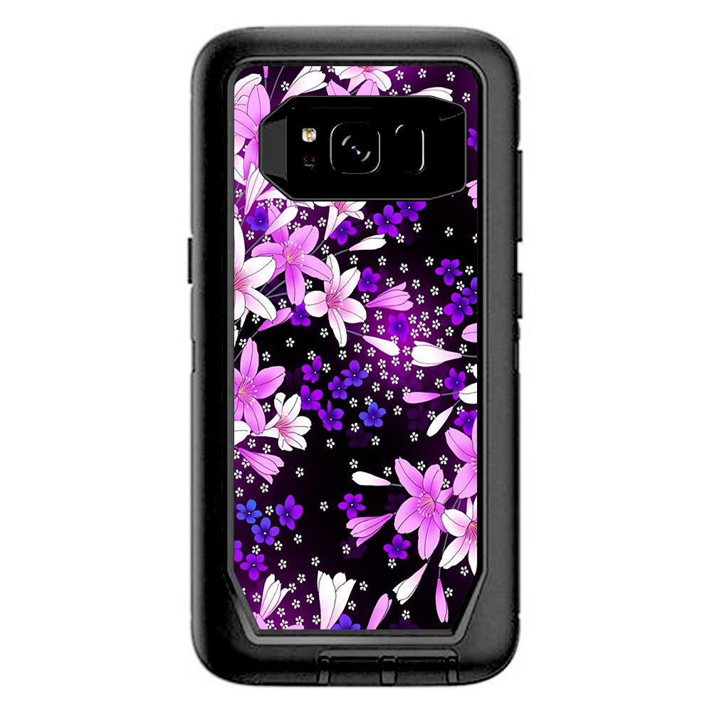  Purple Pink Flowers Lillie  Otterbox Defender Samsung Galaxy S8 Skin