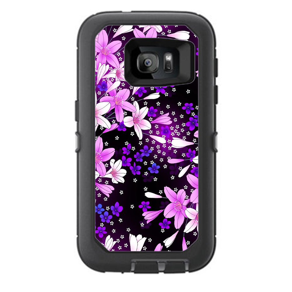  Purple Pink Flowers Lillie Otterbox Defender Samsung Galaxy S7 Skin