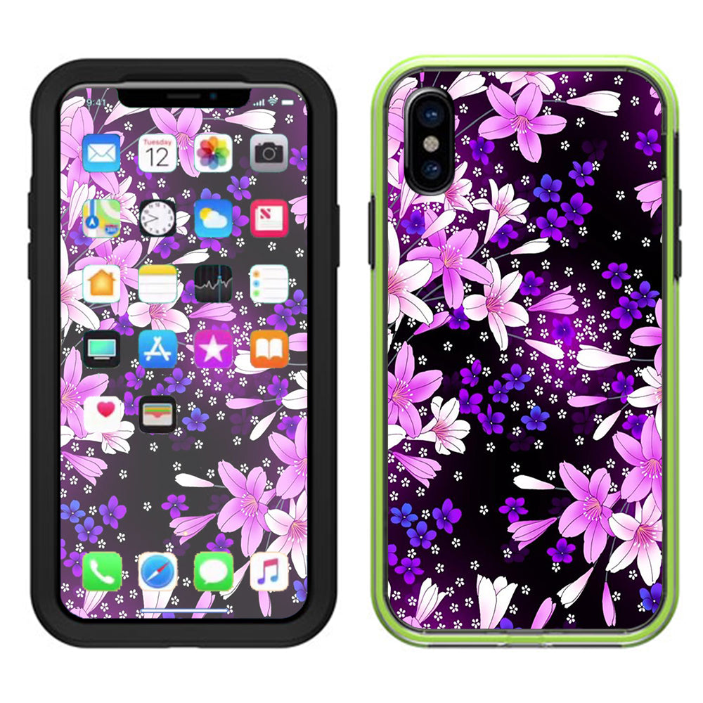  Purple Pink Flowers Lillie  Lifeproof Slam Case iPhone X Skin