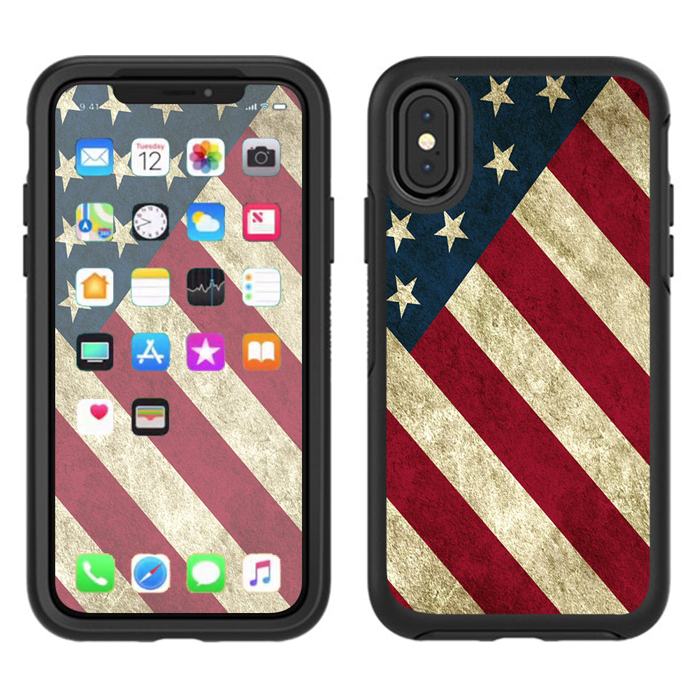  America Flag Pattern Otterbox Defender Apple iPhone X Skin