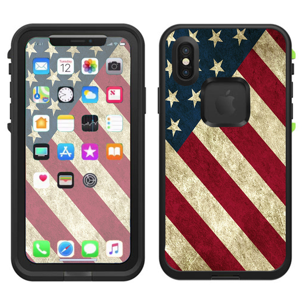  America Flag Pattern Lifeproof Fre Case iPhone X Skin