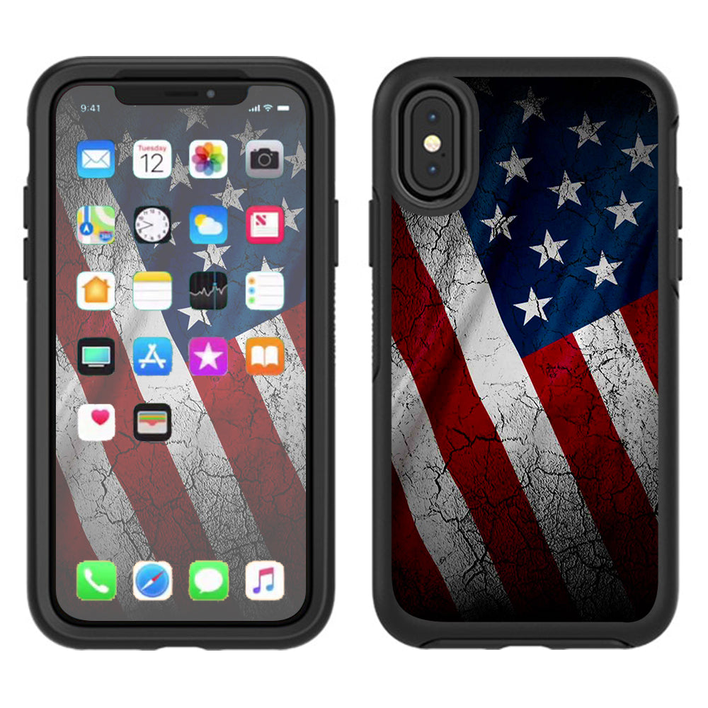  American Flag Distressed  Otterbox Defender Apple iPhone X Skin