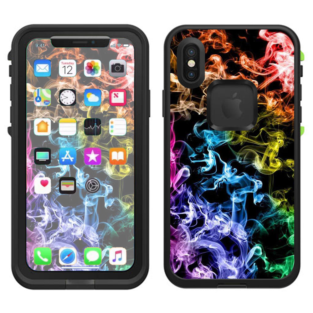  Colorful Smoke Blowing Lifeproof Fre Case iPhone X Skin