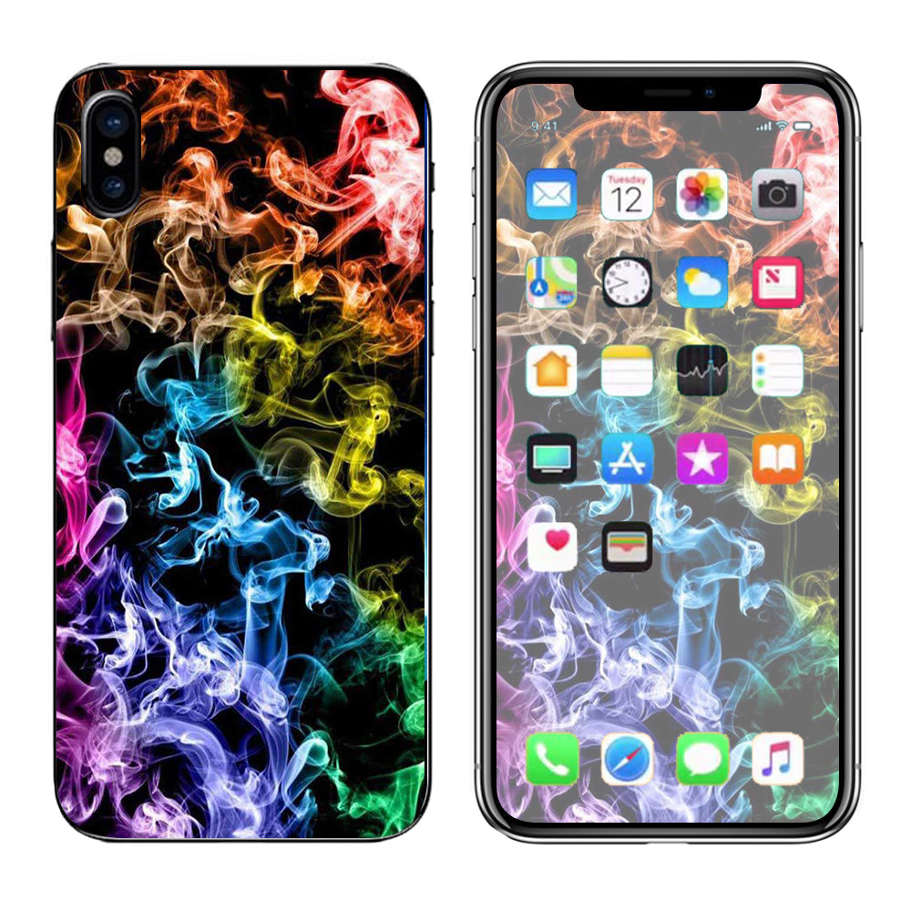  Colorful Smoke Blowing Apple iPhone X Skin