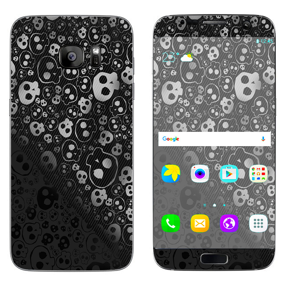  Skulls Pattern Denim Look Samsung Galaxy S7 Edge Skin