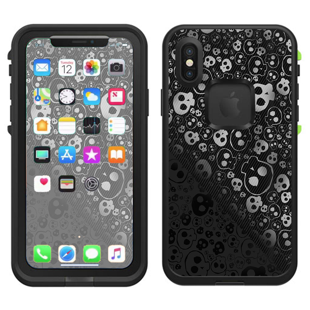  Skulls Pattern Denim Look Lifeproof Fre Case iPhone X Skin