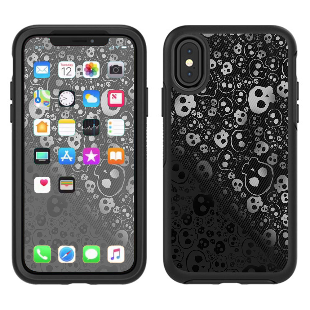  Skulls Pattern Denim Look Otterbox Defender Apple iPhone X Skin