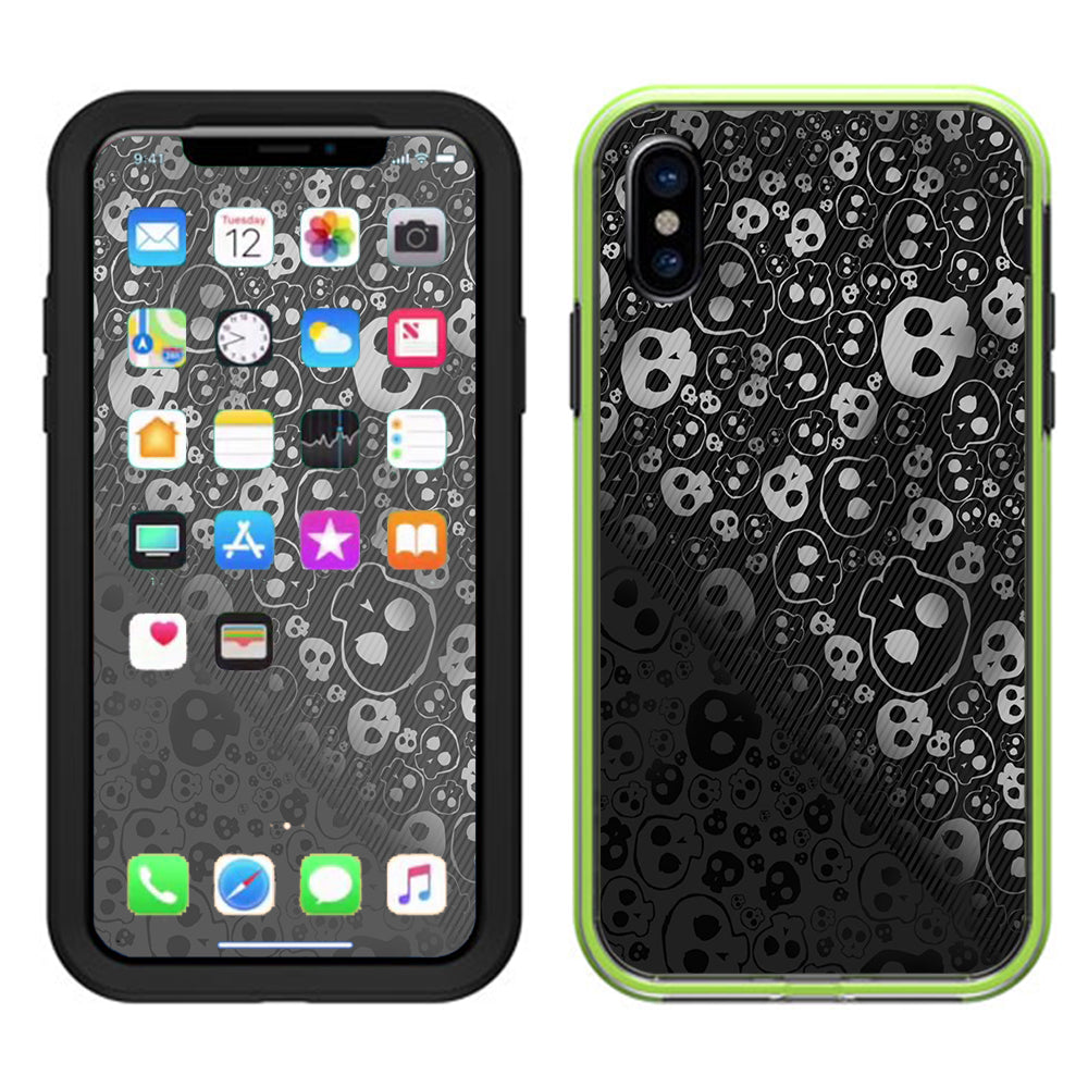  Skulls Pattern Denim Look Lifeproof Slam Case iPhone X Skin