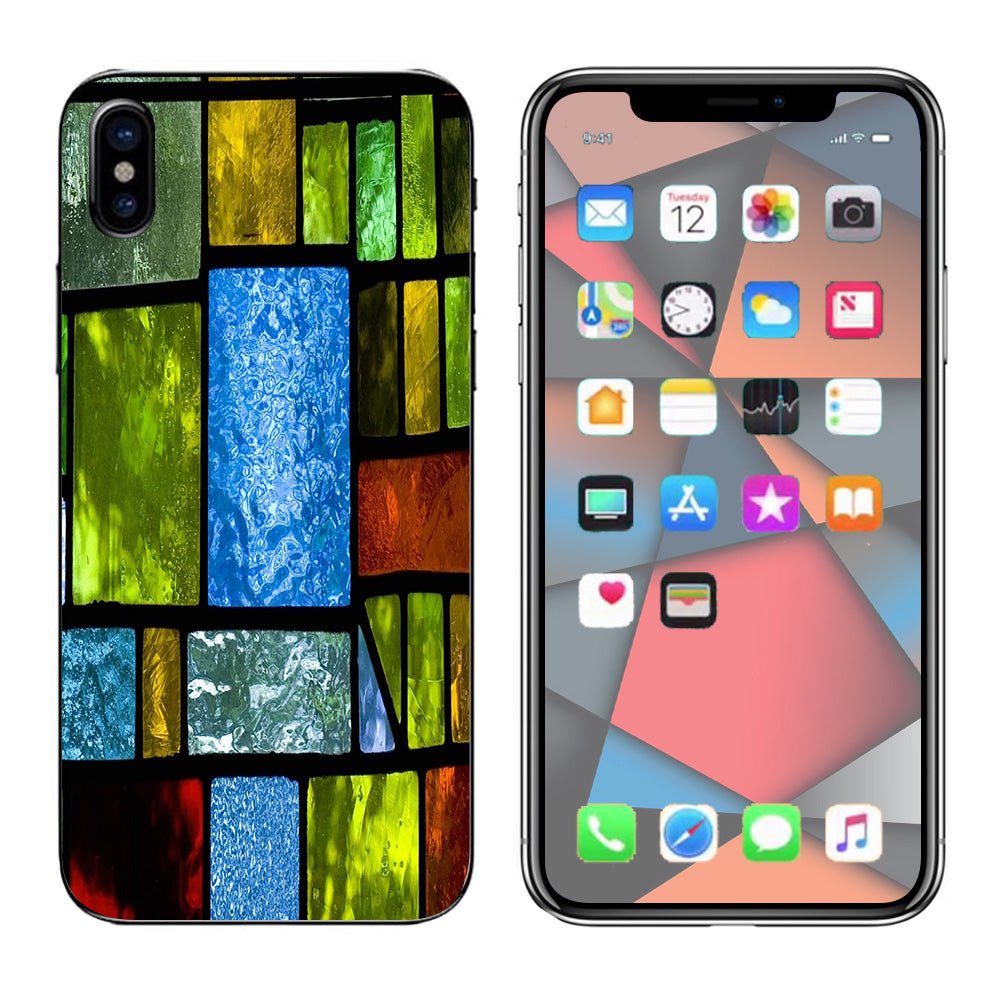 Colorful Stained Glass Apple iPhone X Skin