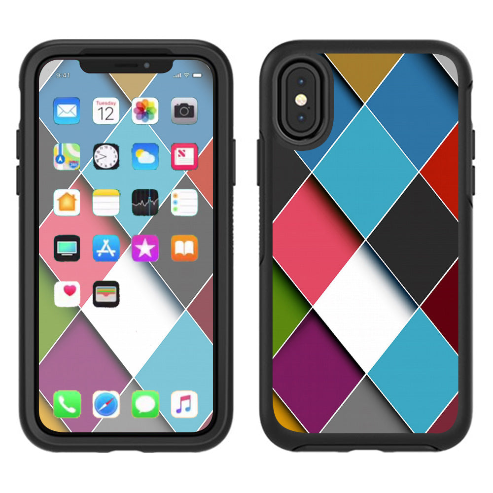  Colorful Geometry Pattern Otterbox Defender Apple iPhone X Skin