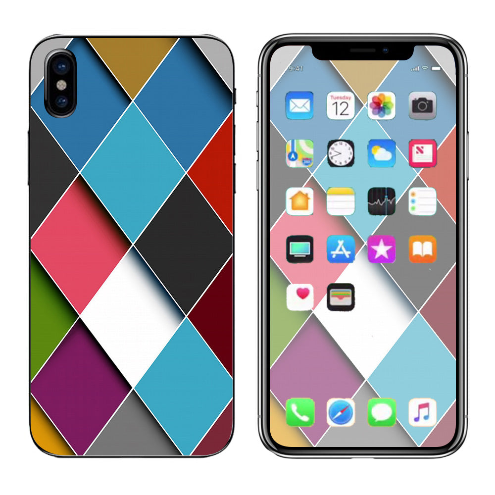  Colorful Geometry Pattern Apple iPhone X Skin