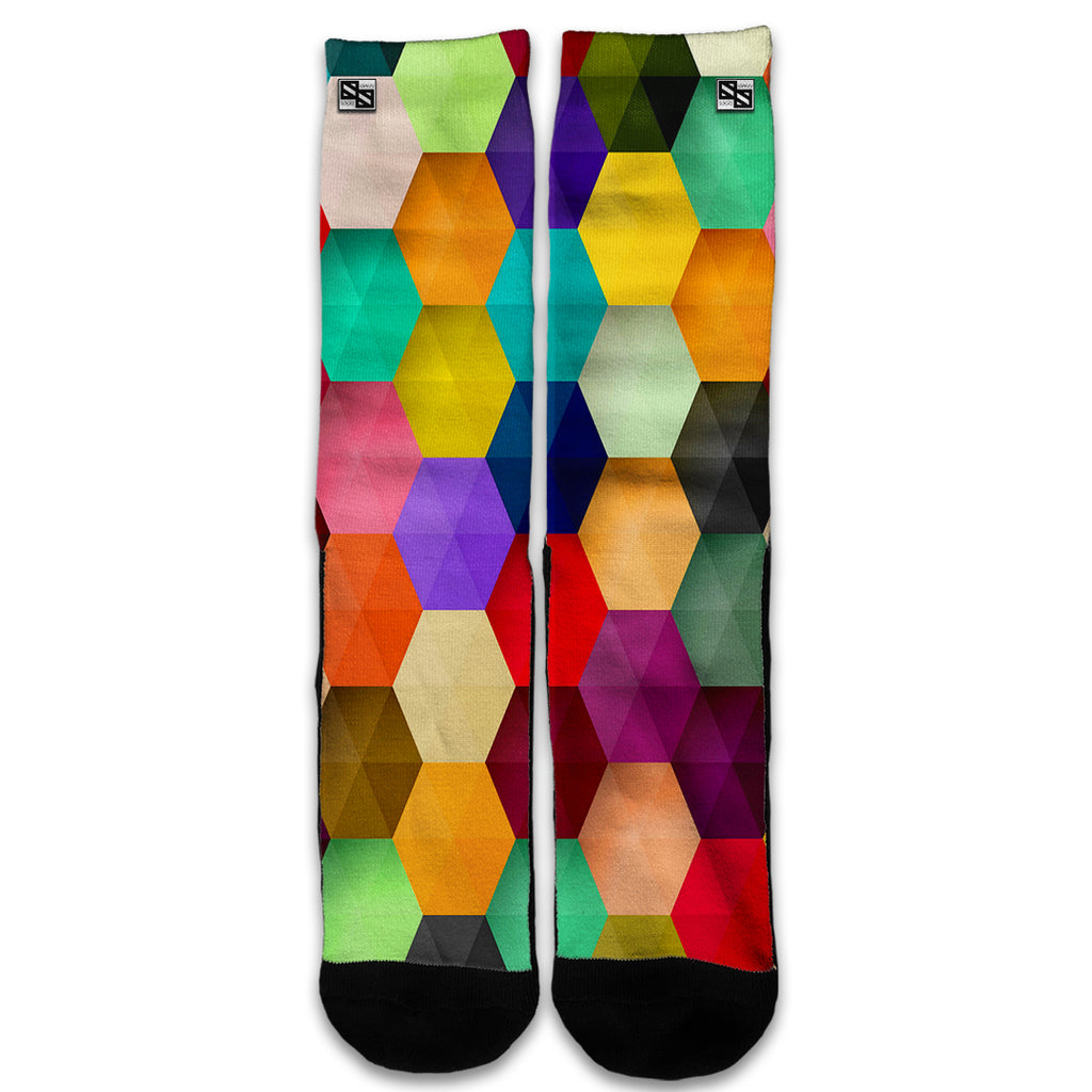  Colorful Geometry Honeycomb Universal Socks