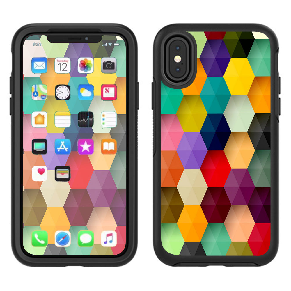  Colorful Geometry Honeycomb Otterbox Defender Apple iPhone X Skin