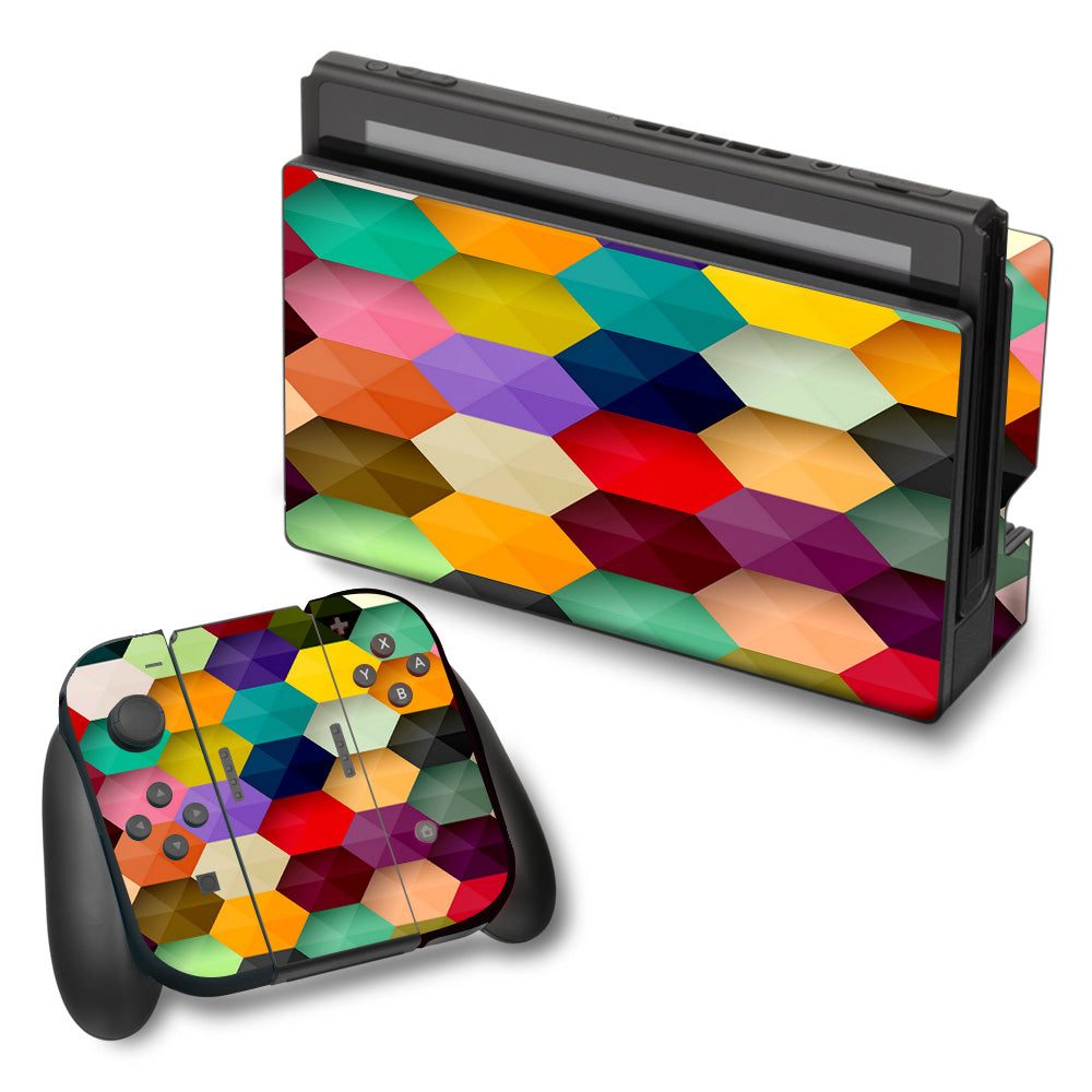  Colorful Geometry Honeycomb Nintendo Switch Skin