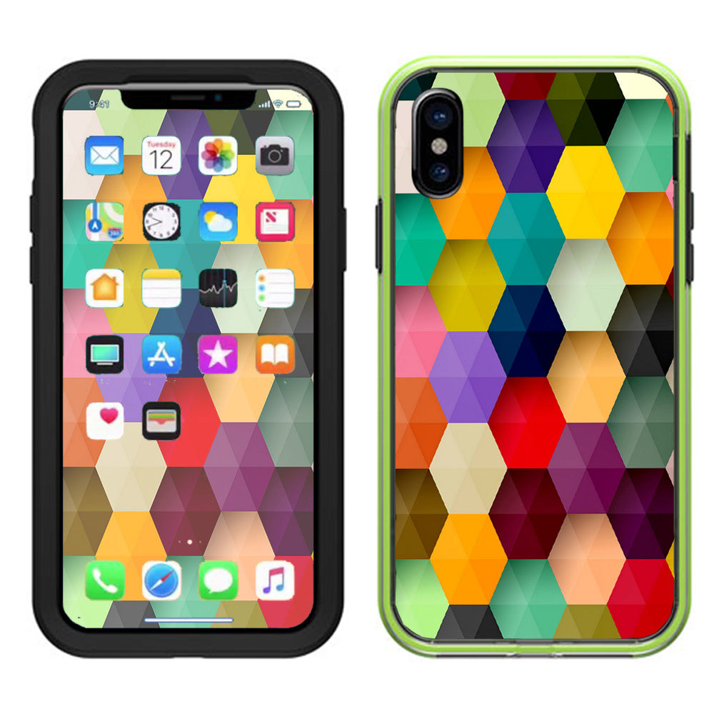  Colorful Geometry Honeycomb Lifeproof Slam Case iPhone X Skin