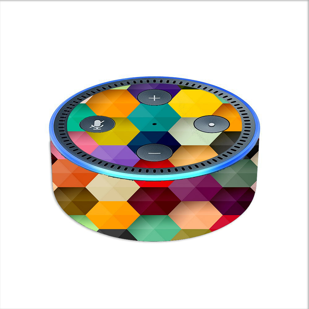  Colorful Geometry Honeycomb Amazon Echo Dot 2nd Gen Skin
