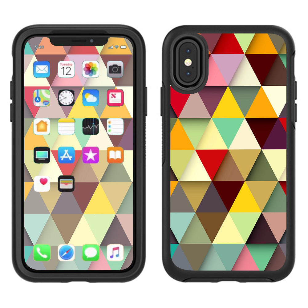  Colorful Triangles Pattern Otterbox Defender Apple iPhone X Skin