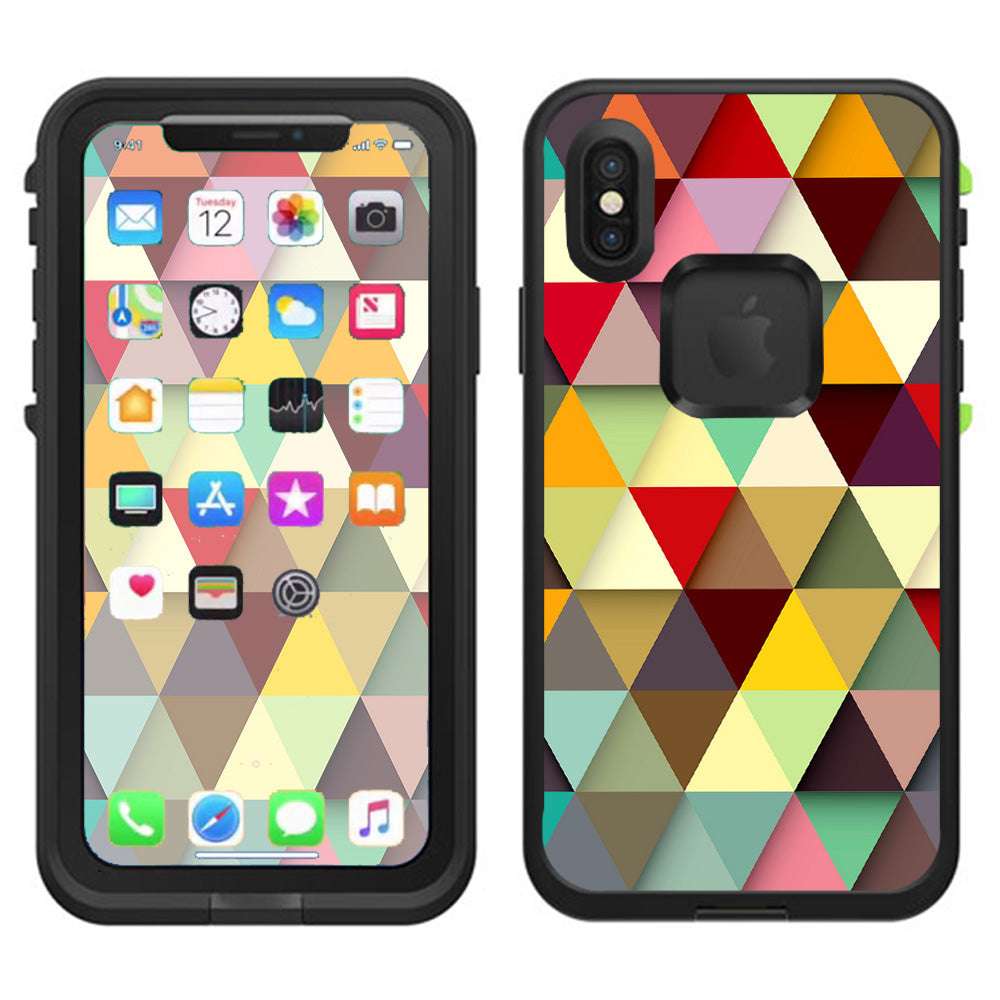  Colorful Triangles Pattern Lifeproof Fre Case iPhone X Skin