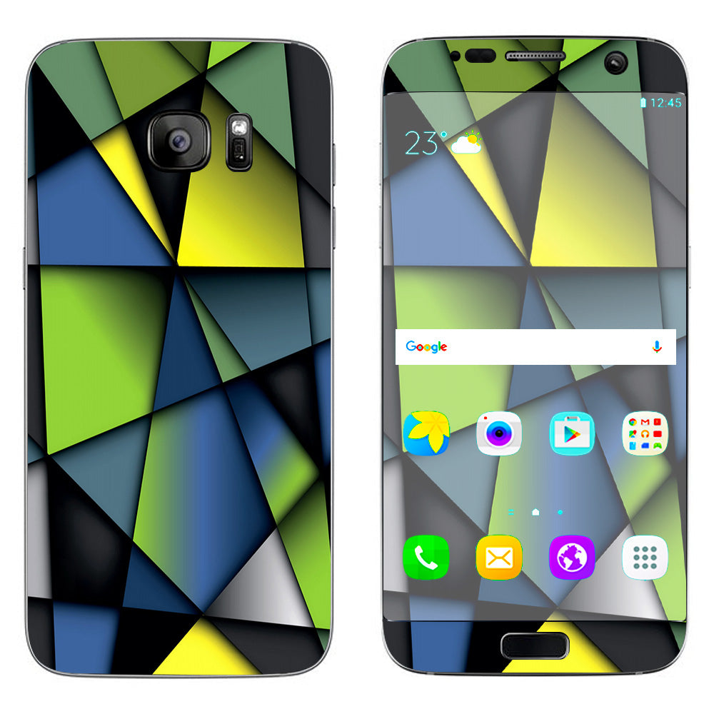  Green Blue Geometry Shapes Samsung Galaxy S7 Edge Skin