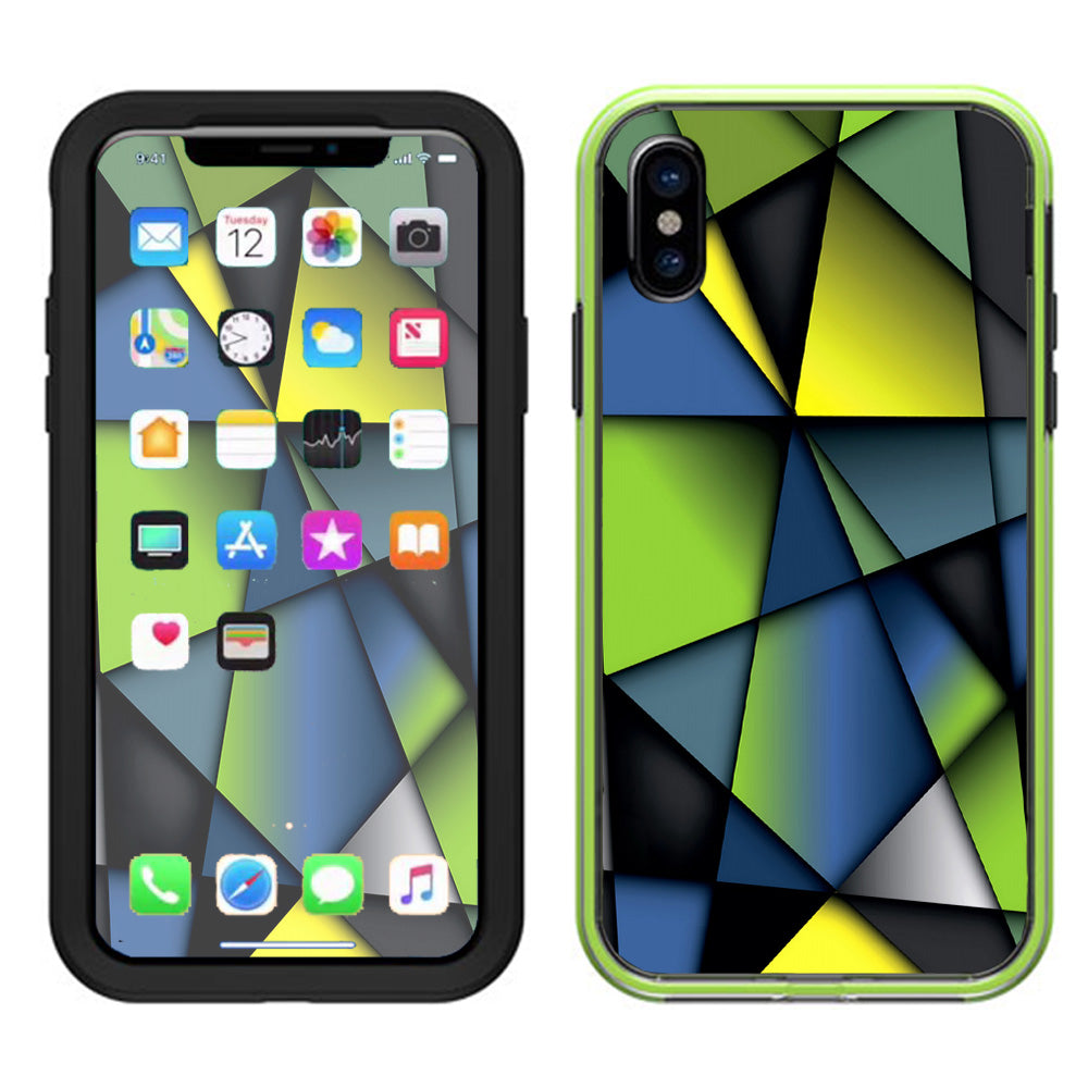  Green Blue Geometry Shapes Lifeproof Slam Case iPhone X Skin