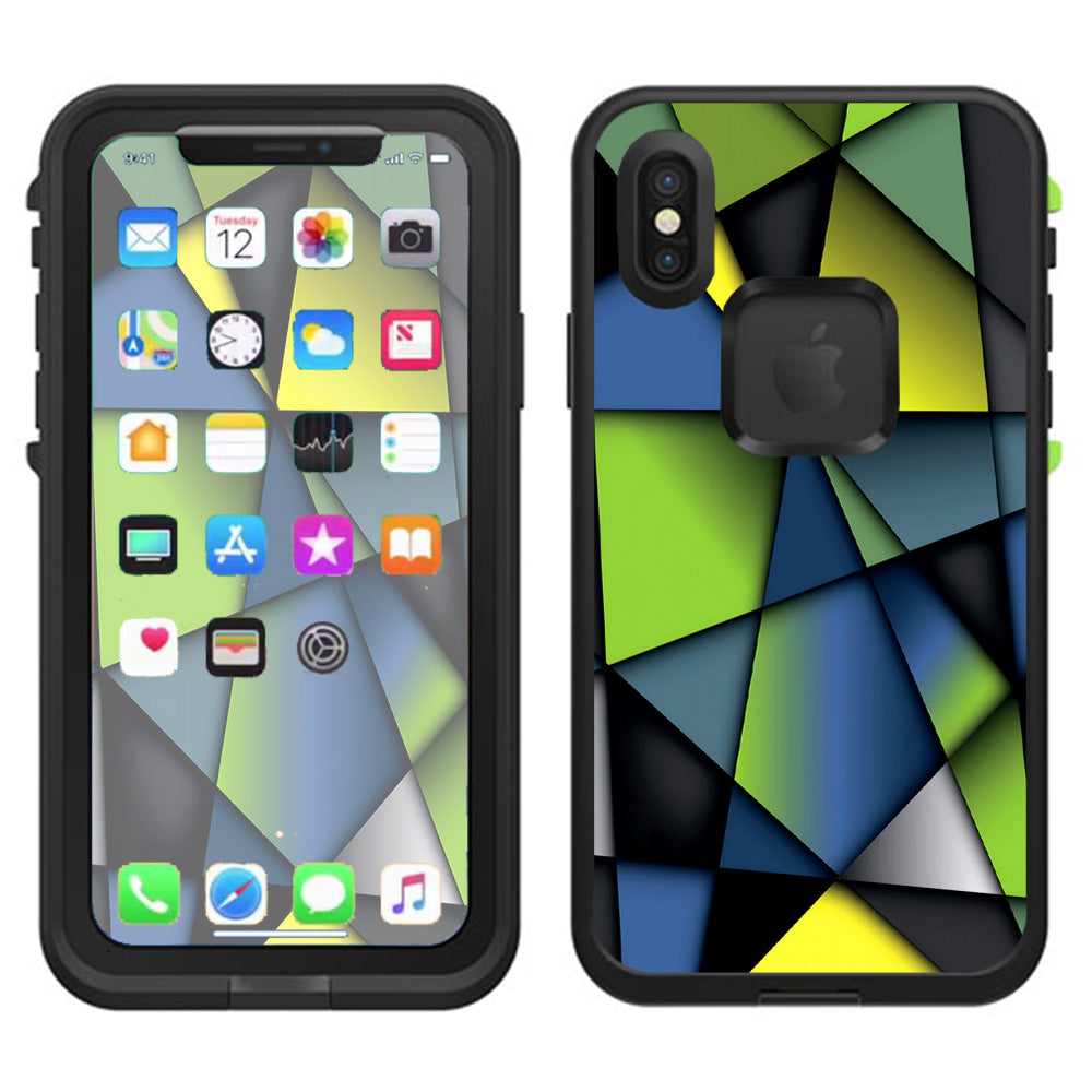 Green Blue Geometry Shapes Lifeproof Fre Case iPhone X Skin