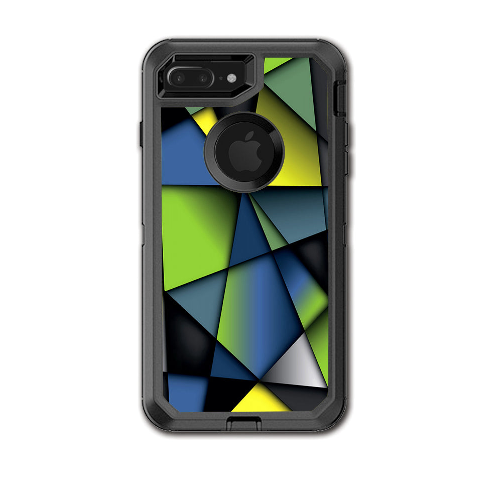  Green Blue Geometry Shapes Otterbox Defender iPhone 7+ Plus or iPhone 8+ Plus Skin