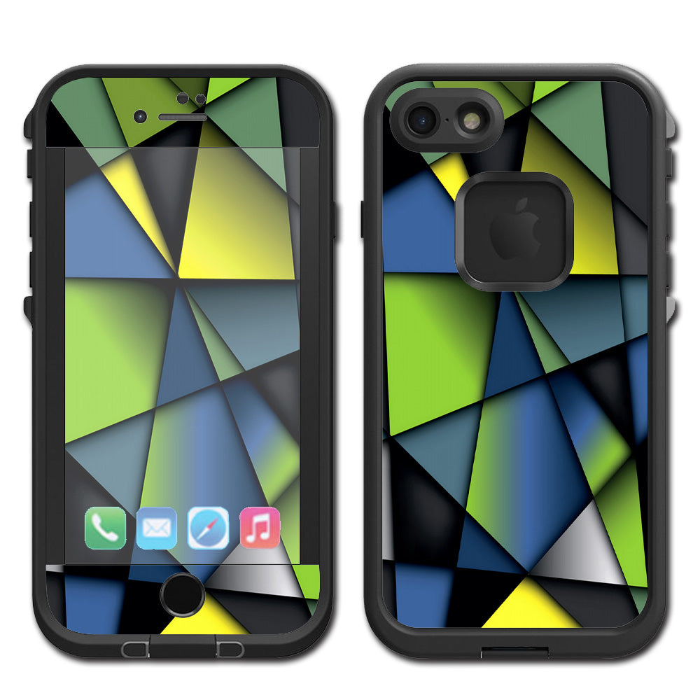  Green Blue Geometry Shapes Lifeproof Fre iPhone 7 or iPhone 8 Skin