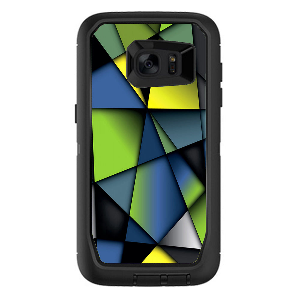  Green Blue Geometry Shapes Otterbox Defender Samsung Galaxy S7 Edge Skin