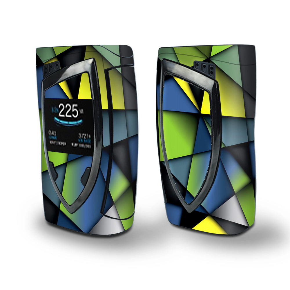 Skin Decal Vinyl Wrap for Smok Devilkin Kit 225w Vape (includes TFV12 Prince Tank Skins) skins cover/ Green Blue Geometry Shapes