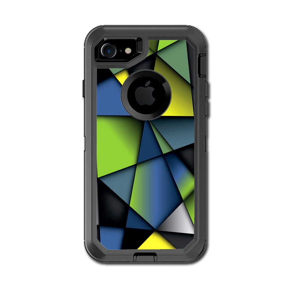  Green Blue Geometry Shapes Otterbox Defender iPhone 7 or iPhone 8 Skin