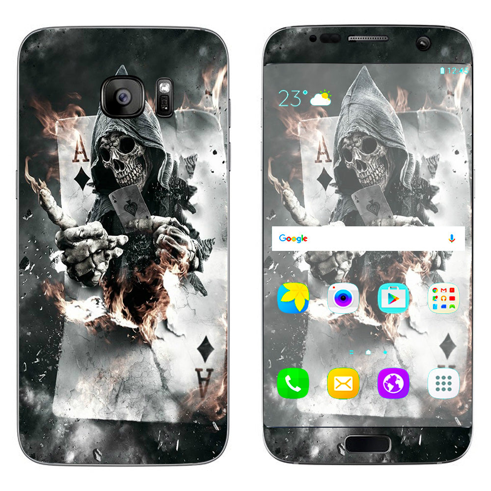  Ace Diamonds Grim Reeper Skull Samsung Galaxy S7 Edge Skin