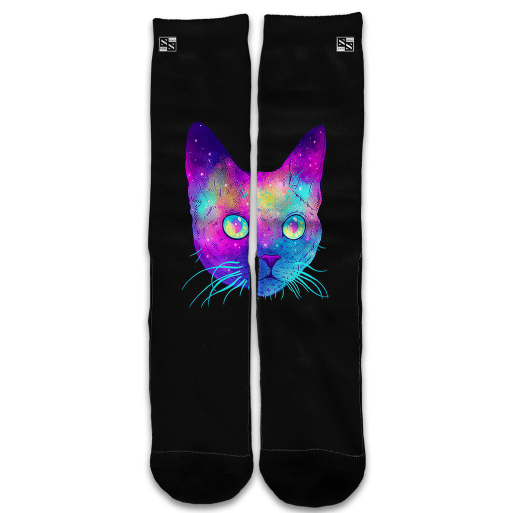  Colorful Galaxy Space Cat Universal Socks