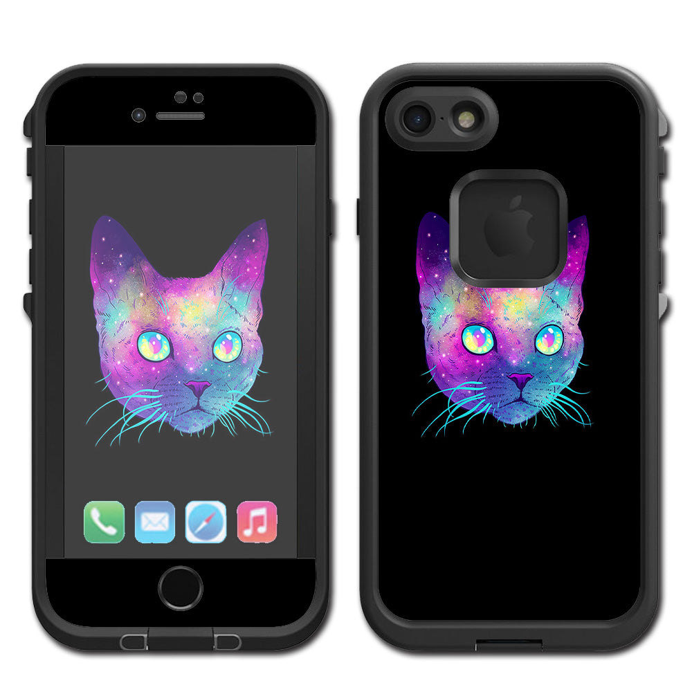  Colorful Galaxy Space Cat Lifeproof Fre iPhone 7 or iPhone 8 Skin