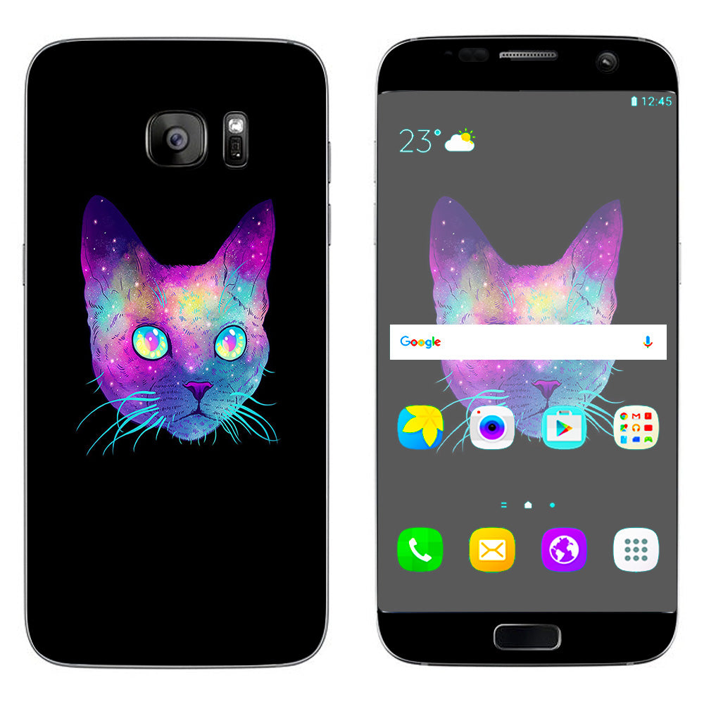  Colorful Galaxy Space Cat Samsung Galaxy S7 Edge Skin