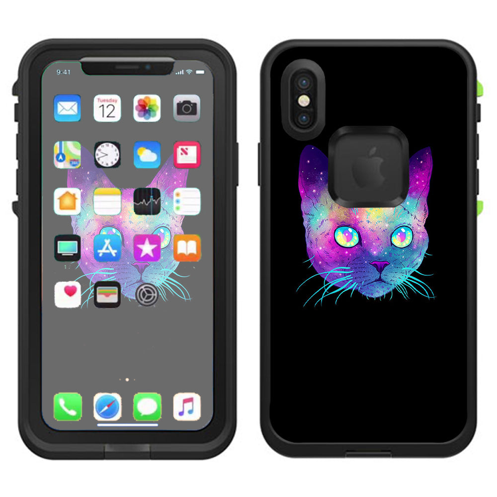  Colorful Galaxy Space Cat Lifeproof Fre Case iPhone X Skin