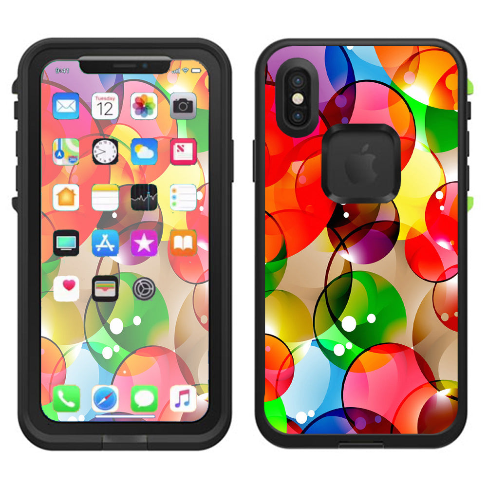  Colorful Bubbles Lifeproof Fre Case iPhone X Skin