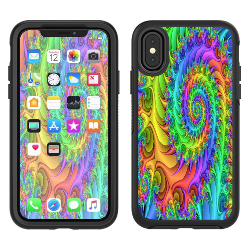  Trippy Color Swirl Otterbox Defender Apple iPhone X Skin