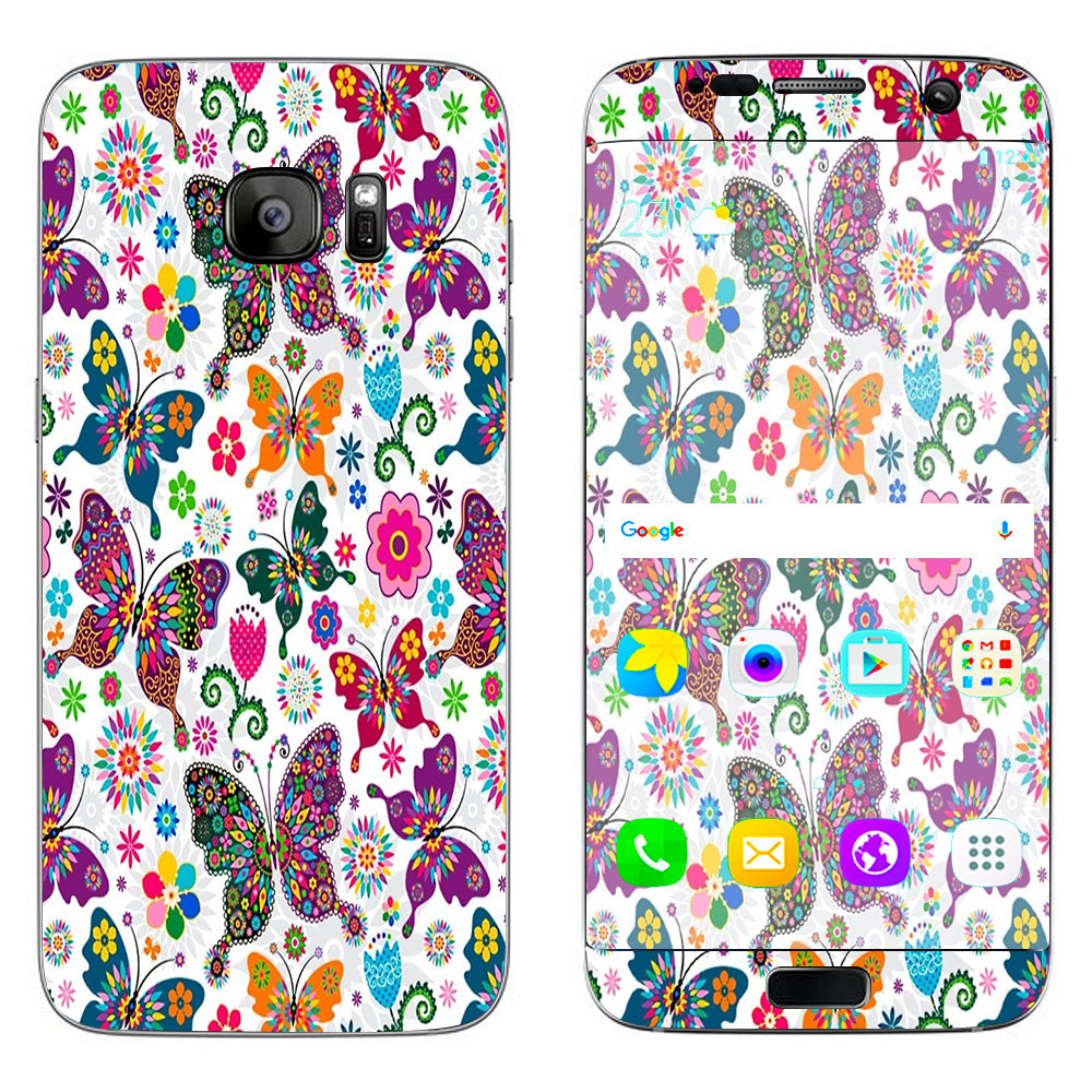  Butterflies Colorful Floral Samsung Galaxy S7 Edge Skin