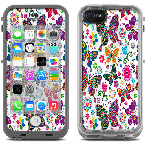  Butterflies Colorful Floral Lifeproof Fre iPhone 5C Skin