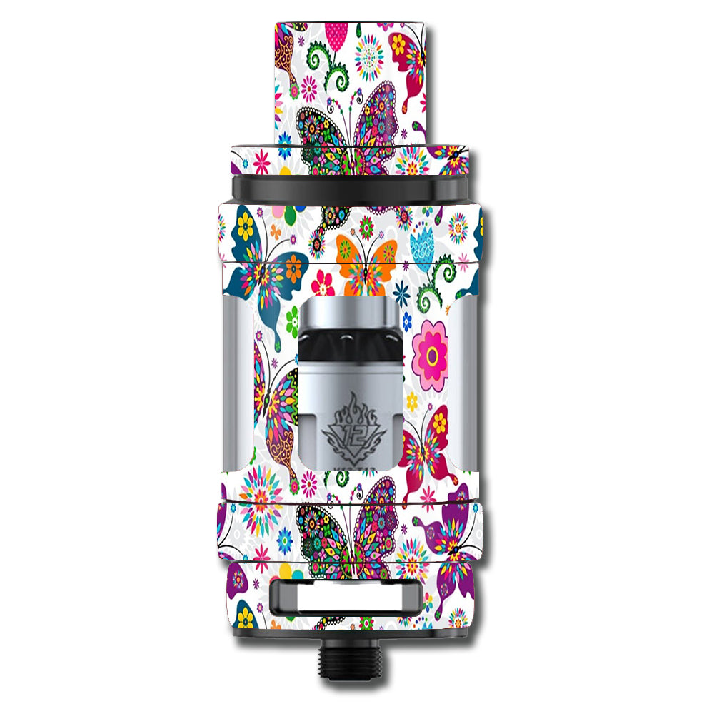  Butterflies Colorful Floral Smok TFV12 Tank Skin