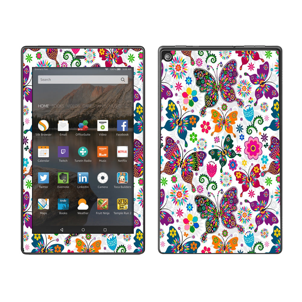  Butterflies Colorful Floral Amazon Fire HD 8 Skin