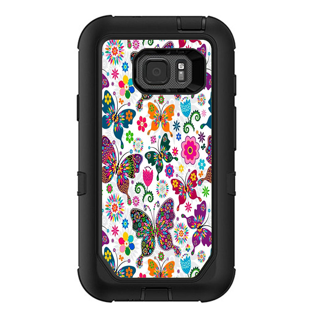  Butterflies Colorful Floral Otterbox Defender Samsung Galaxy S7 Active Skin