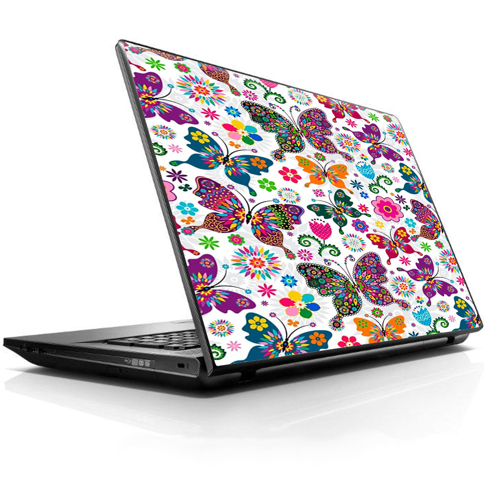  Butterflies Colorful Floral Universal 13 to 16 inch wide laptop Skin
