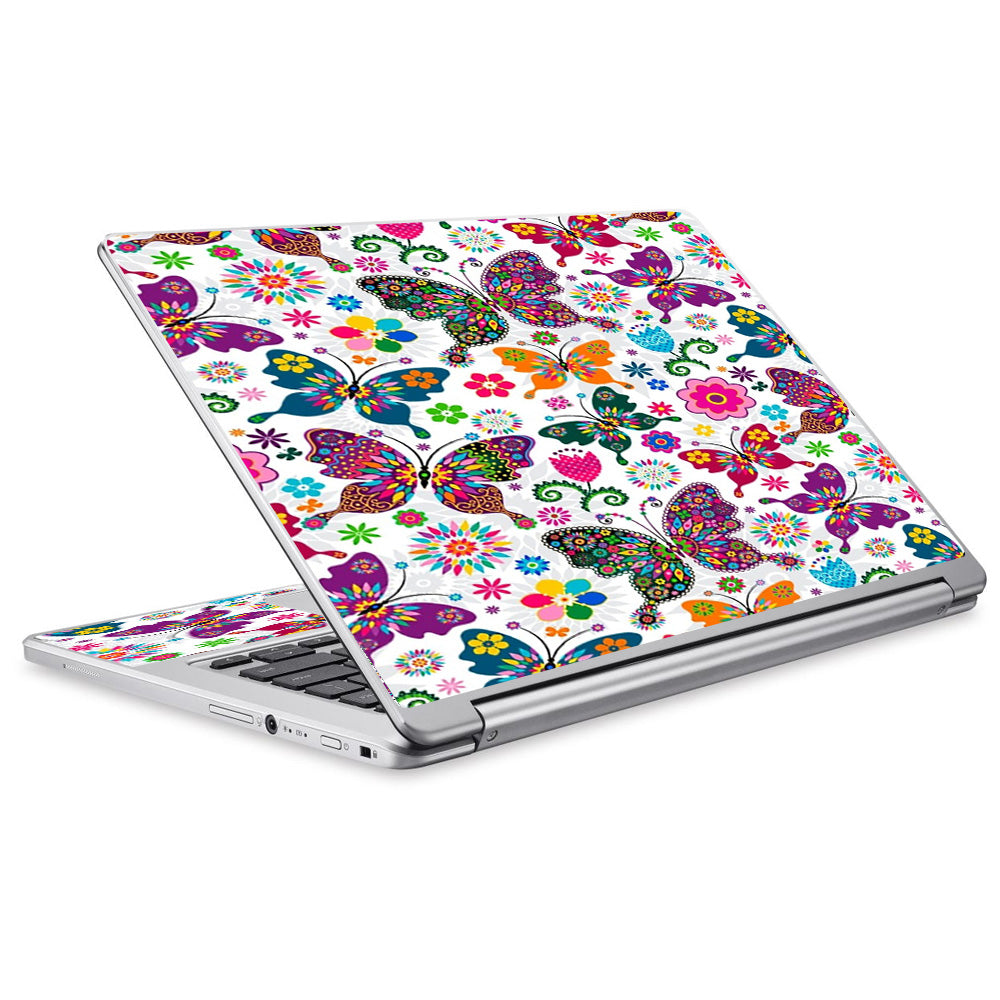  Butterflies Colorful Floral Acer Chromebook R13 Skin